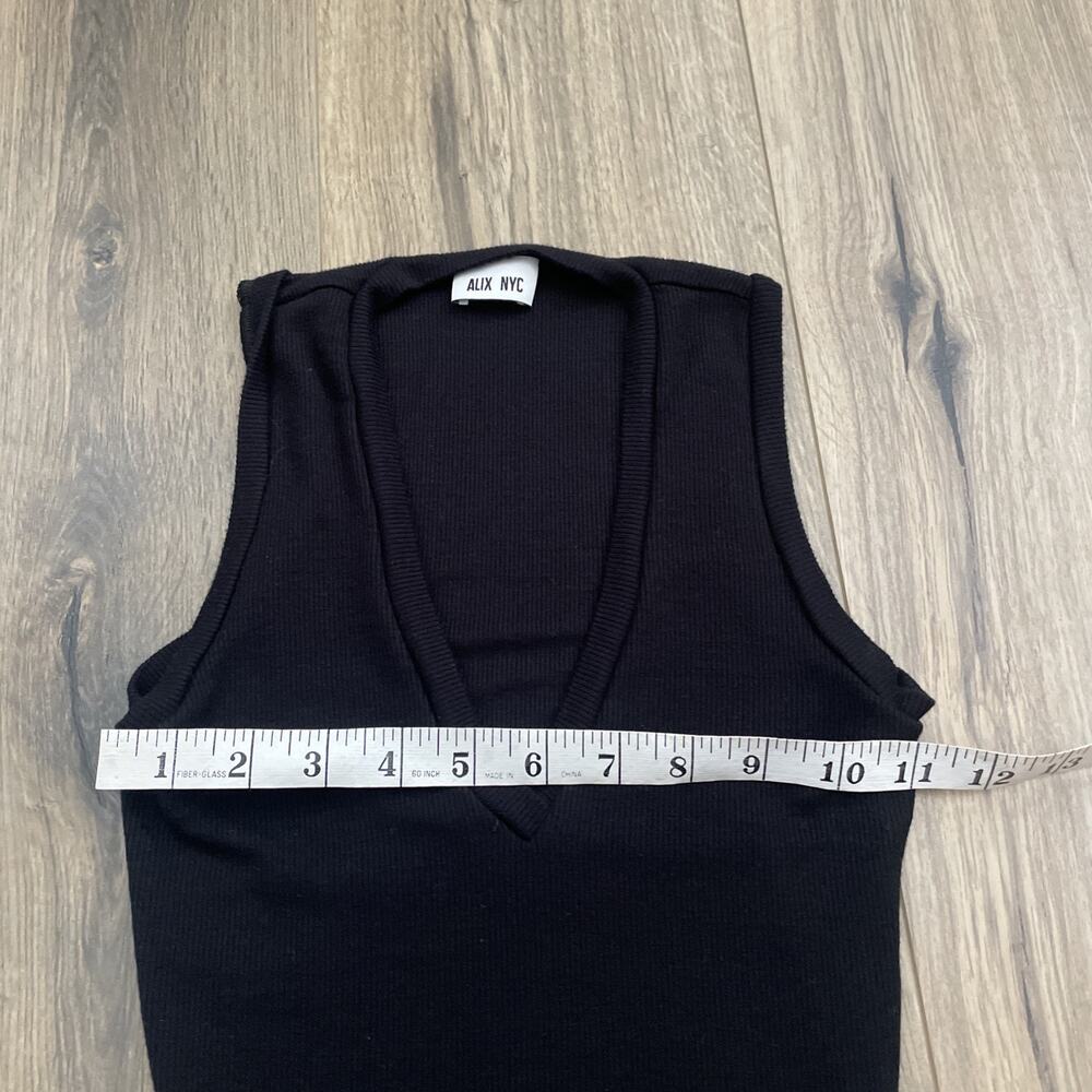 ALIX NYC Womens Black Stretch V Neck Sleeveless Thong Bodysuit Top Size XS - Picture 4 of 7